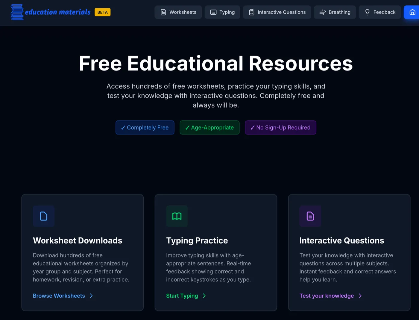 Free Educational Materials website